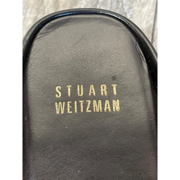 STUART WEITZMAN Black Patent Leather Mules Chain Women size 7.5 - Picture 9 of 10